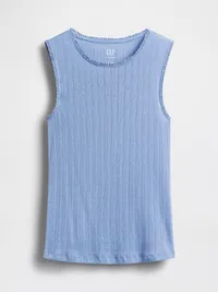 Pointelle Shell Tank Top - Light blue — view 5