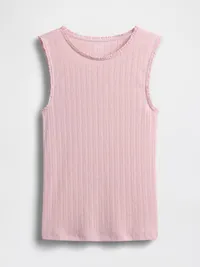 Pointelle Shell Tank Top - Pink — view 4