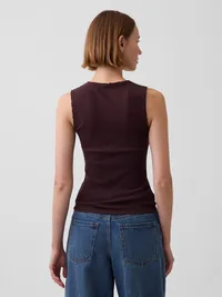 Pointelle Shell Tank Top - Terra brown — view 3