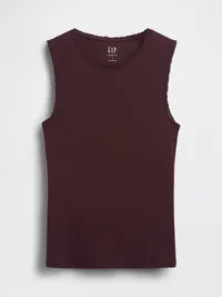 Pointelle Shell Tank Top - Terra brown — view 4