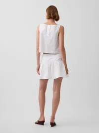 Poplin Drop-Waist Mini Skort - Optic white — view 2
