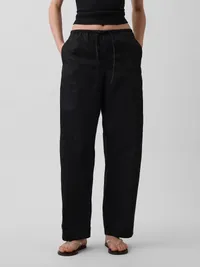 Poplin Easy Barrel Pants - Black — view 2