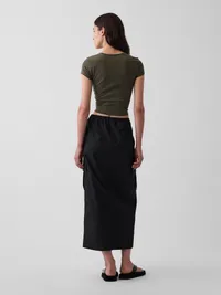 Poplin Easy Cargo Maxi Skirt - True black — view 2