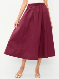 Poplin Midi Skirt - Red Lacquer — view 2