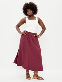 Poplin Midi Skirt - Red Lacquer — view 5