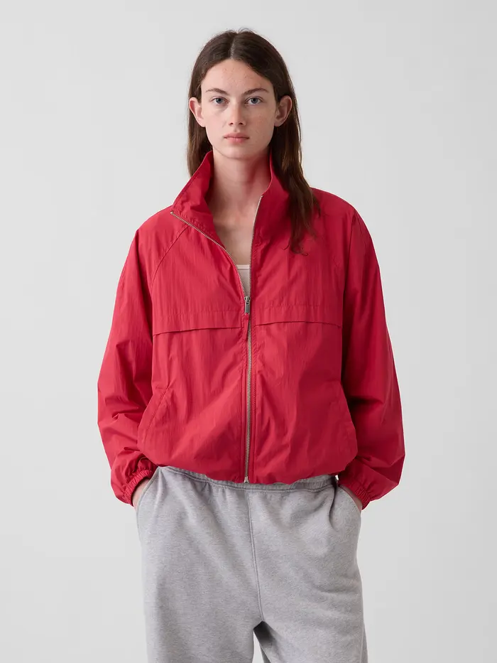 Poplin Oversized Track Jacket - Chakra red