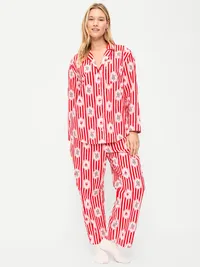 Poplin Pajama Pant Set - Red Stripes — view 5