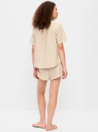 Poplin Pajama Short Set - Neutral Stripe — view 2