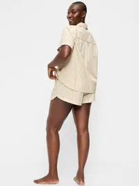 Poplin Pajama Short Set - Neutral Stripe — view 5