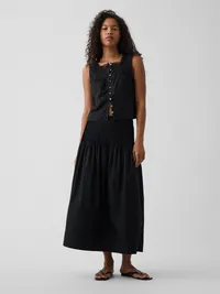 Poplin Pintuck Shell Top - Black — view 5
