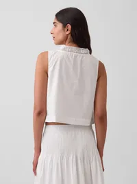 Poplin Pintuck Shell Top - New off white — view 3