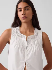 Poplin Pintuck Shell Top - New off white — view 4