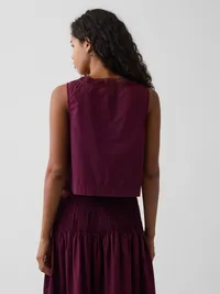 Poplin Pintuck Shell Top - Tuscan red — view 3