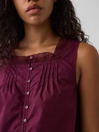 Poplin Pintuck Shell Top - Tuscan red — view 4