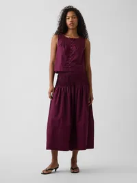 Poplin Pintuck Shell Top - Tuscan red — view 5