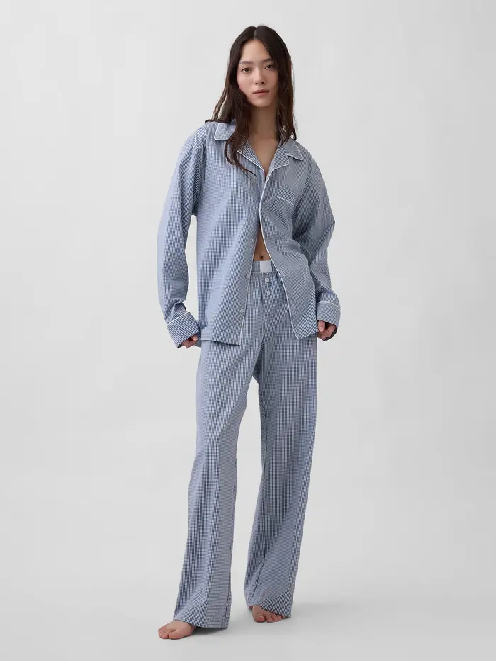 Poplin PJ Pants - Navy blue gingham