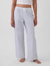 Poplin PJ Pants - White & blue stripe — view 2