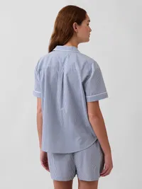 Poplin PJ Shirt - Blue gingham — view 3