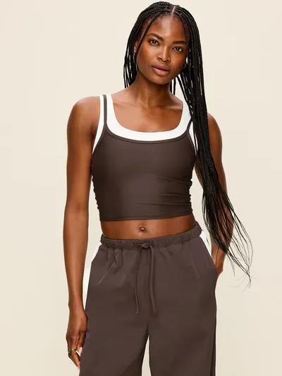 PowerSoft Layered Longline Bra - Black Coffee