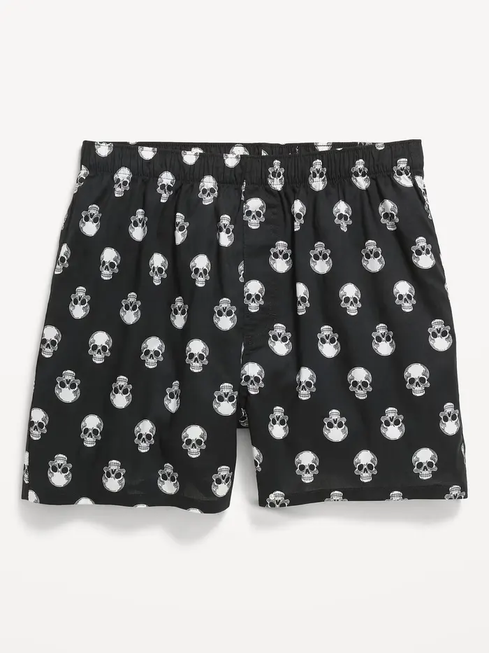 Printed Boxer Shorts - Grey Skulls