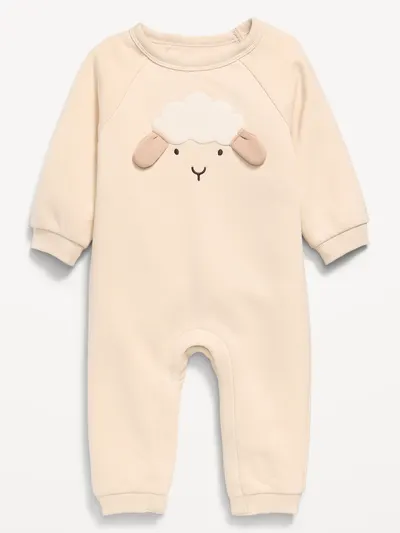 Printed Long-Sleeve Fleece One-Piece for Baby - Lamb