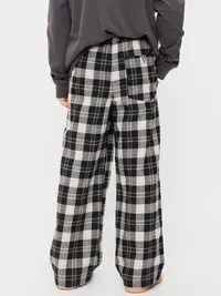 Pull-On Baggy Plaid Flannel Pants for Boys - Gray Plaid — view 2