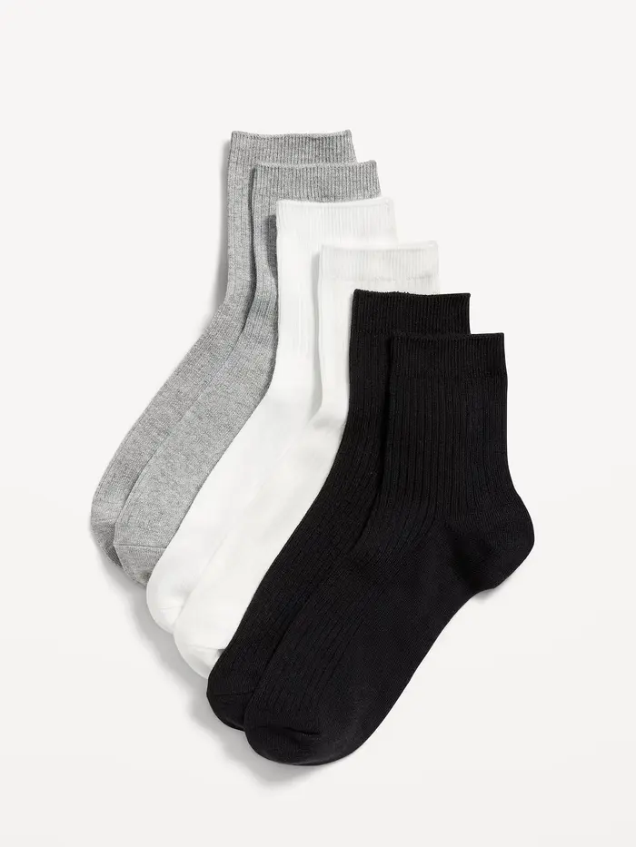 Quarter Crew Socks 3-Pack for Women - Gray Combo