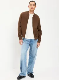 Quilted Fleece Bomber Jacket - Dark Walnut — view 3