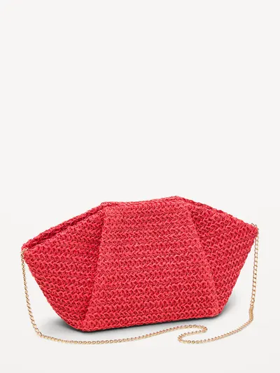 Raffia Frame Shoulder Bag - Moonfish Orange