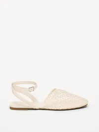 Raffia Slingback Flats for Women - Bone — view 4