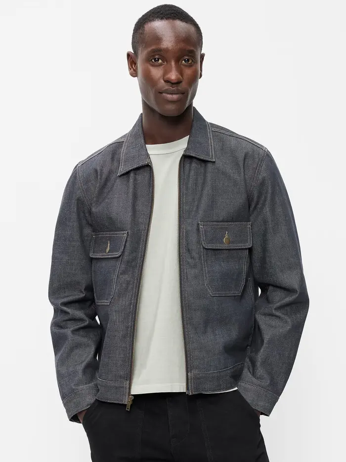 Raw Denim Utility Jacket - Black Rinse