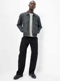 Raw Denim Utility Jacket - Black Rinse — view 3