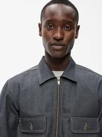 Raw Denim Utility Jacket - Black Rinse — view 4