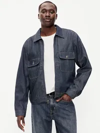 Raw Denim Utility Jacket - Rinse — view 3