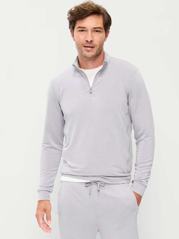 Recharge Knit Quarter-Zip Pullover - Light Gray
