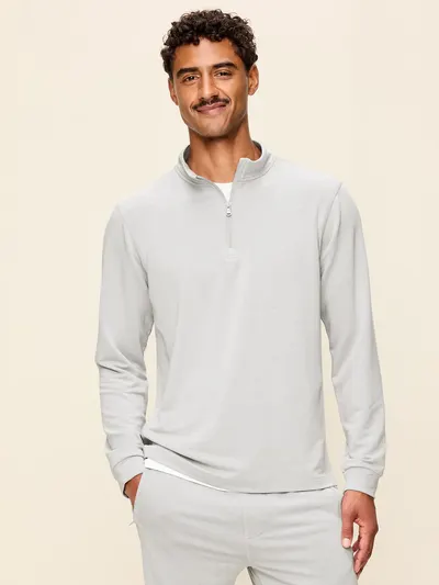 Recharge Knit Quarter-Zip Pullover - Light Gray Heather
