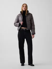 Recycled Reversible Puffer Jacket - Black — view 2