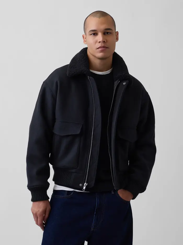Relaxed Bomber Jacket - Black