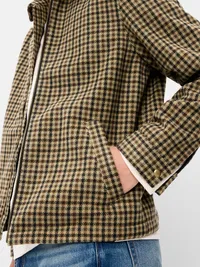 Relaxed Harrington Jacket - Brown Plaid — view 5