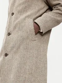 Relaxed Long Topcoat - Gray Herringbone — view 5