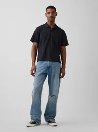 Relaxed Pique Polo - black — view 2
