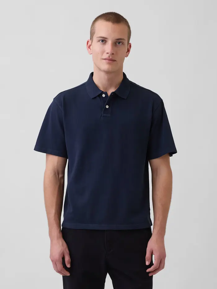 Relaxed Pique Polo - blue