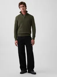 Relaxed Quarter-Zip Sweater - bamboo — view 2