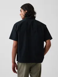 Relaxed Straight-Hem Utility Shirt - Basic black — view 3