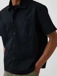 Relaxed Straight-Hem Utility Shirt - Basic black — view 4