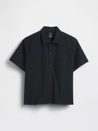 Relaxed Straight-Hem Utility Shirt - Basic black — view 5