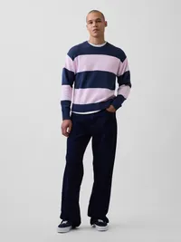 Relaxed Stripe Crew Sweater - NAVY STRIPE — view 2