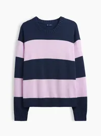 Relaxed Stripe Crew Sweater - NAVY STRIPE — view 5