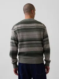 Relaxed Stripe Crew Sweater - OLIVE STRIPE — view 3