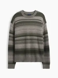 Relaxed Stripe Crew Sweater - OLIVE STRIPE — view 5